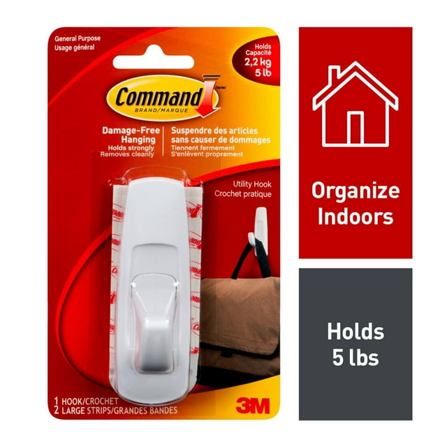 Command™ Large Utility Hooks, 17003C, White