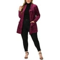 thumbnail image 2 of Agnes Orinda Plus Size Velvet Cardigans for Women Open Front Cardigan with Pockets 2X Wine, 2 of 5