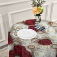 thumbnail image 6 of YAZAOO Round Tablecloth Red and White Roses Rings Pattern Tableclothes, 6 of 8