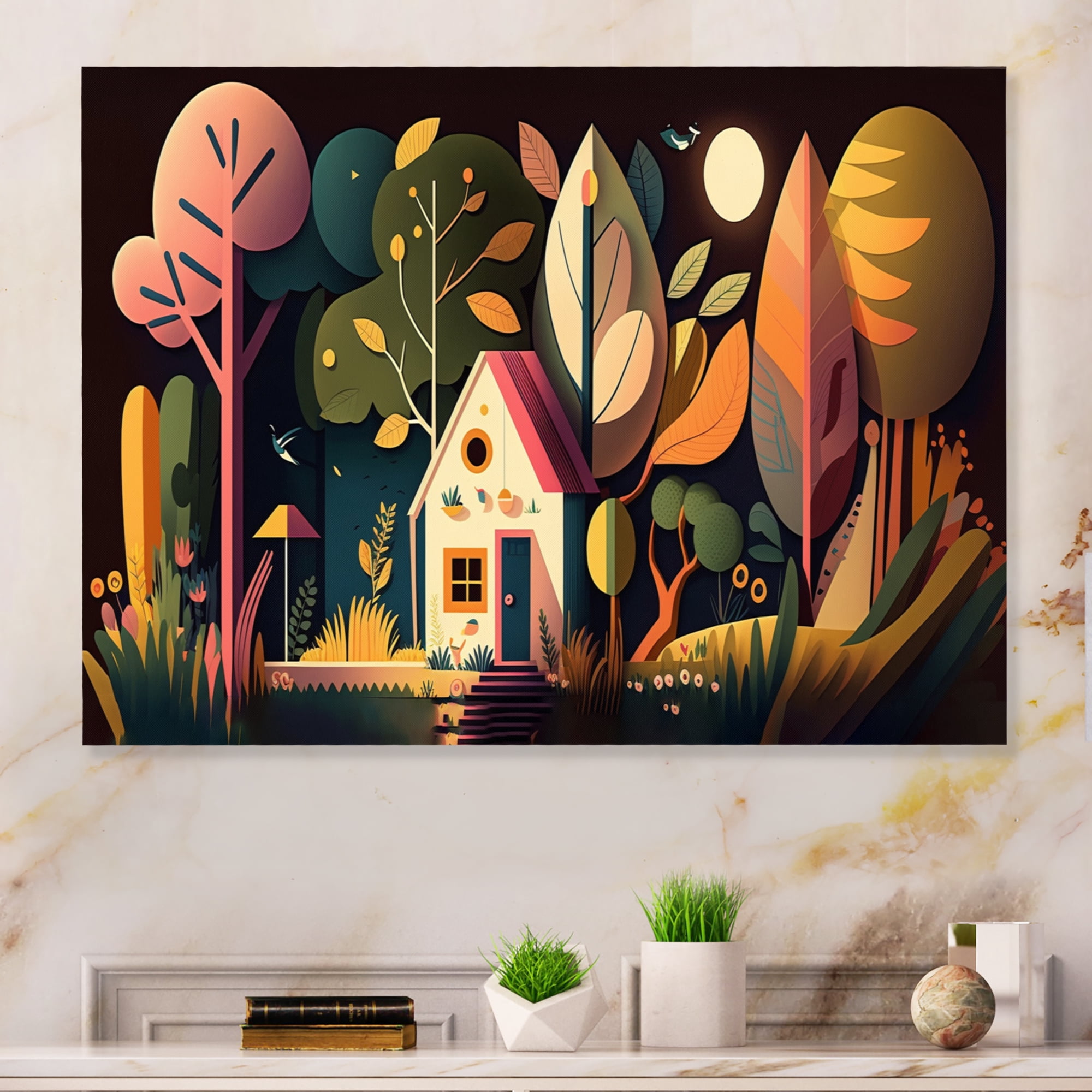Designart Futuristic Cityscape With Trees III Canvas Wall Art