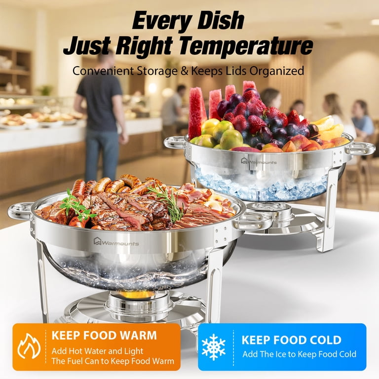 Warmounts Round Chafing Dish Buffet Set, 5QT, 2-Pack photo 3