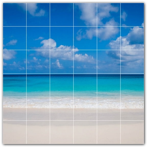 Picture-Tiles.com: Beach Ceramic Tile Wall Mural WAL500064-66M. 36"W x 36"H using (36) 6" x 6" Ceramic Tiles-Satin Finish