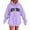Purple, variant on XIAONU Womens Hoodies Retro Letter Print Hooded Fleece Sweatshirt Peasure Long Sleeve With Pocket Drawstring Hoodie