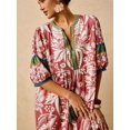thumbnail image 3 of Multicolor Floral Print V-Neck Tie Front Maxi Dress With Puffed Sleeves And Tassels, 3 of 7