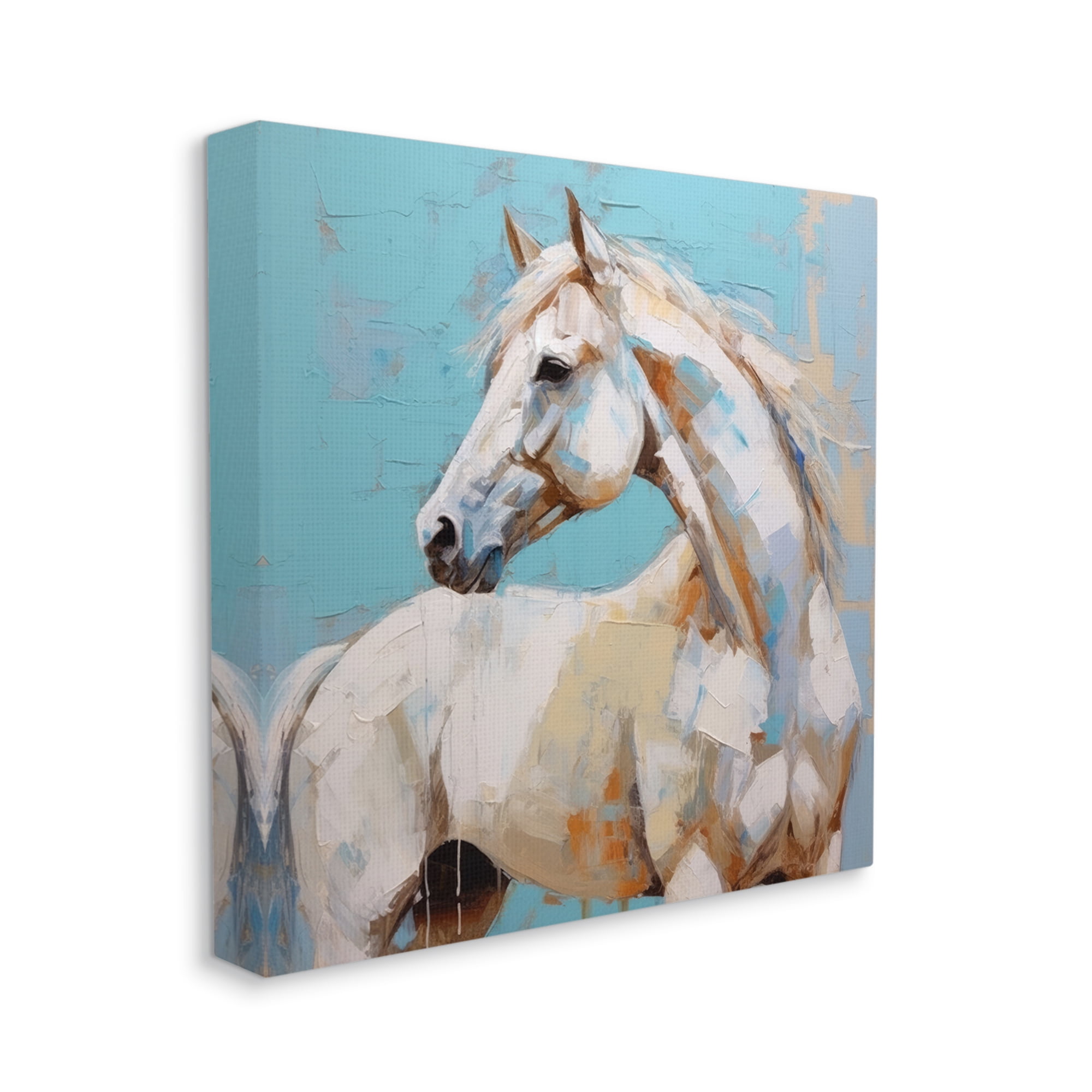 Stupell Industries Modern Horse on Blue Animals & Insects Painting Gallery Wrapped Canvas Art Print Wall Art, 30 x 30
