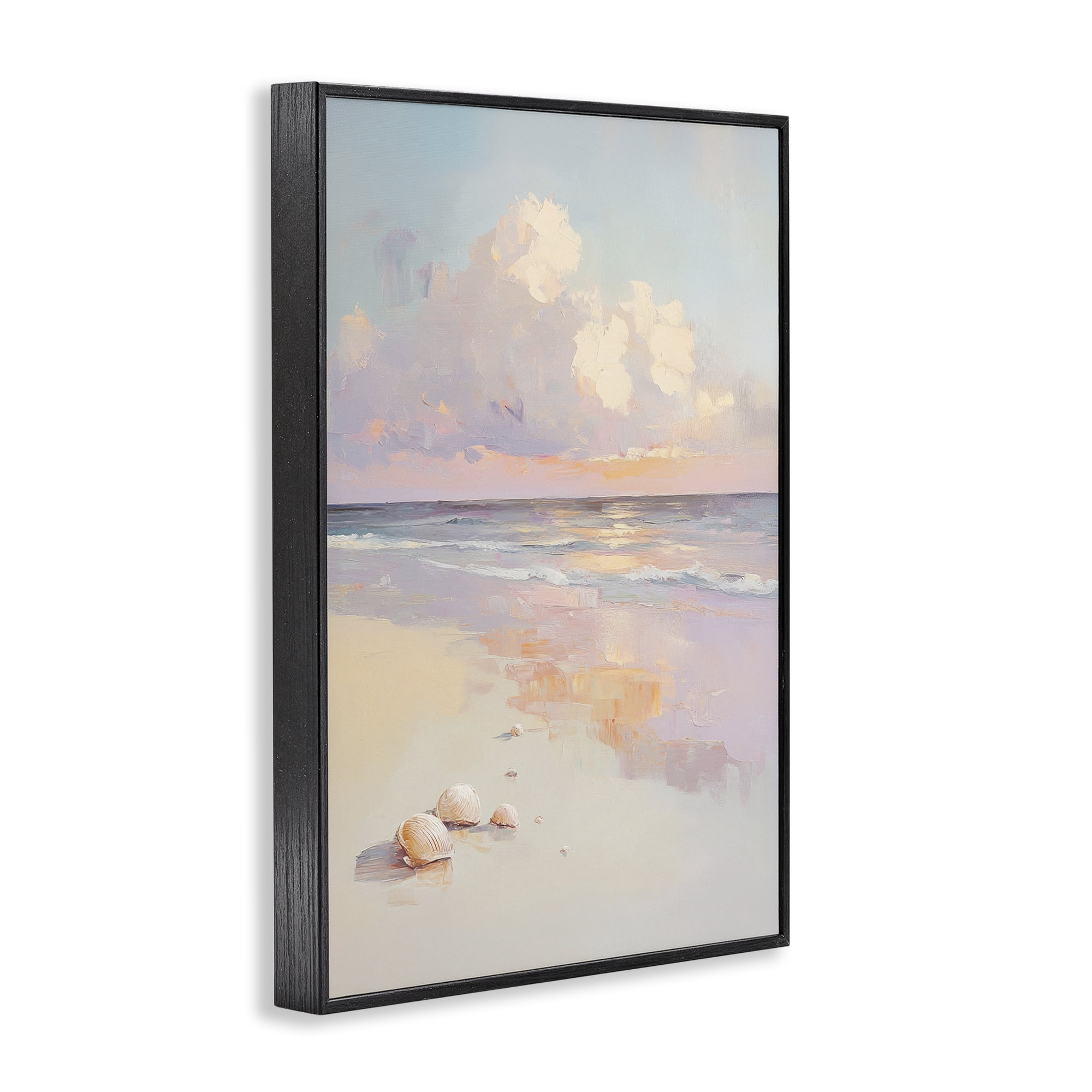 Stupell Industries Pastel Sunset Over Seashells Black Framed Giclee Art, design by Sisi and Seb