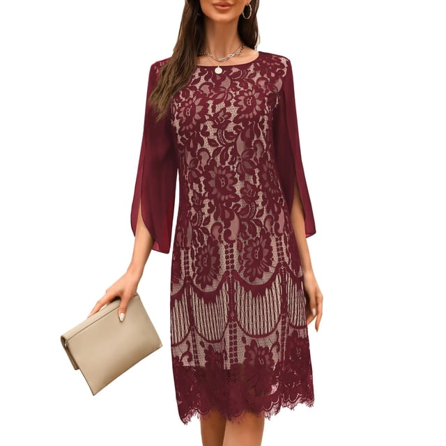 Vestido COOAN con lentejuelas de encaje formal y coctel para invitadas a la boda