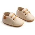 thumbnail image 5 of Baby Boys Girl Lace Up Leather Sneakers Soft Rubber Sole Infant Moccasins Newborn Oxford Loafers Rubber Sole Anti-Slip Toddler Wedding Uniform Dress Shoes 0-18 Months, 5 of 7