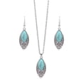 thumbnail image 4 of LYMAYTER Collier Rétro Boucles d'Oreilles 2 Pcs/ensemble Collier & Boucles d'Oreilles Style Ethnique - Faux Turquoise, Incrusté de Strass, Pendentif Collier & Crochet Boucles d'Oreilles, 4 of 7