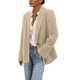 thumbnail image 1 of Blazer para mujer, chaqueta con botones de color liso, doble bolsillo, solapa, blazer de traje de moda, top de poliéster para mujer, 1 of 8