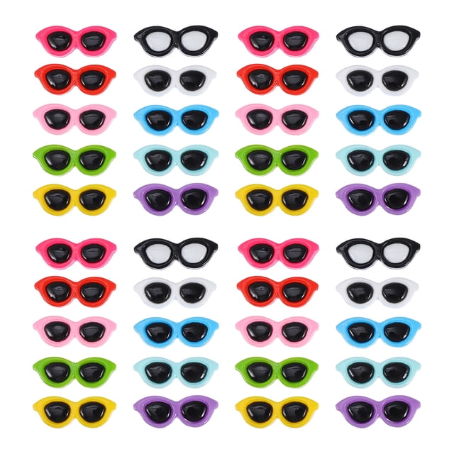 GOOHOCHY 40 mini dijes de resina para gafas de sol, para hacer álbumes de recortes, bisutería y adornos con parte trasera plana.