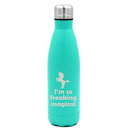

MIP Brand 17 oz. Double Wall Vacuum Insulated Stainless Steel Water Bottle Travel Mug Cup I m So Freaking Magical Unicorn (Light-Blue)