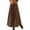 Coffee, variant on QHFBli Women's Corduroy Maxi Skirt Elastic High Waist Drawstring Tie Front A-Line Pleated Long Skirt with Pockets