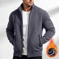 thumbnail image 2 of MaFYtyTPR Men's Zippered Sweater Jacket Stand Collar Long Sleeve Knit Cardigan with Pockets Casual Fall Winter Warm Outerwear A-Dark Gray L, 2 of 6