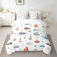 thumbnail image 2 of Erosebridal Cartoon Sailboat Bedding Full Size, Nautical Ocean Bedding Sets Full Size, Vintage Vehicle Reversible Bed Set, Ultra Soft Bedroom Decoration, 7pcs, 2 of 6