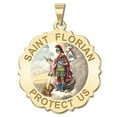 thumbnail image 2 of Picturesongold.Com Saint Florian Scalloped Religious Medal Color Female Adult- 3/4 in 14K White Gold, 2 of 4
