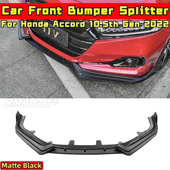 For Honda Accord 10.5th Gen 2022 Body Kit Front Bumper Lip Glossy Black Sport Style Bumper Splitter Diffuser Car Accessories