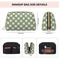 thumbnail image 2 of Daisy plaid green Makeup Bag, Large Capacity Travel Cosmetic Bag for Women Girls- Travel Toiletry Bag Leather Portable Waterproof Makeup Case Organizer with Handle, 2 of 4