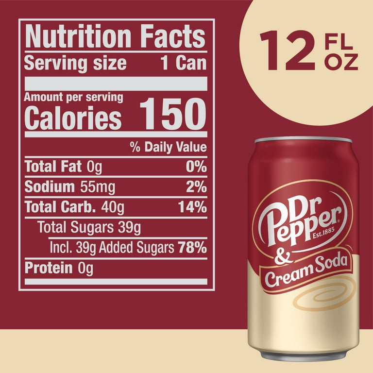 Dr Pepper &amp; Cream Soda Pop 12-Fluid Ounce Cans, Pack of 12 with 