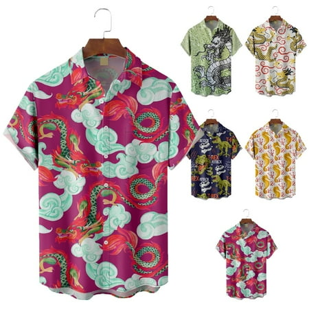 

Adult Kids Crewneck Button Down Tee Shirts Lapel Print Cotton Clothing for Teen and Adult