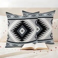 thumbnail image 3 of Haze Blue Boho Outdoor Waterproof Pillow Covers, Farmhouse Retro Southwest Aztec Motifs Decorative Square Throw Pillowcase Sofa Cushion Sham for Patio/Couch/Chair, 16"x16" 2 Pack, 3 of 8