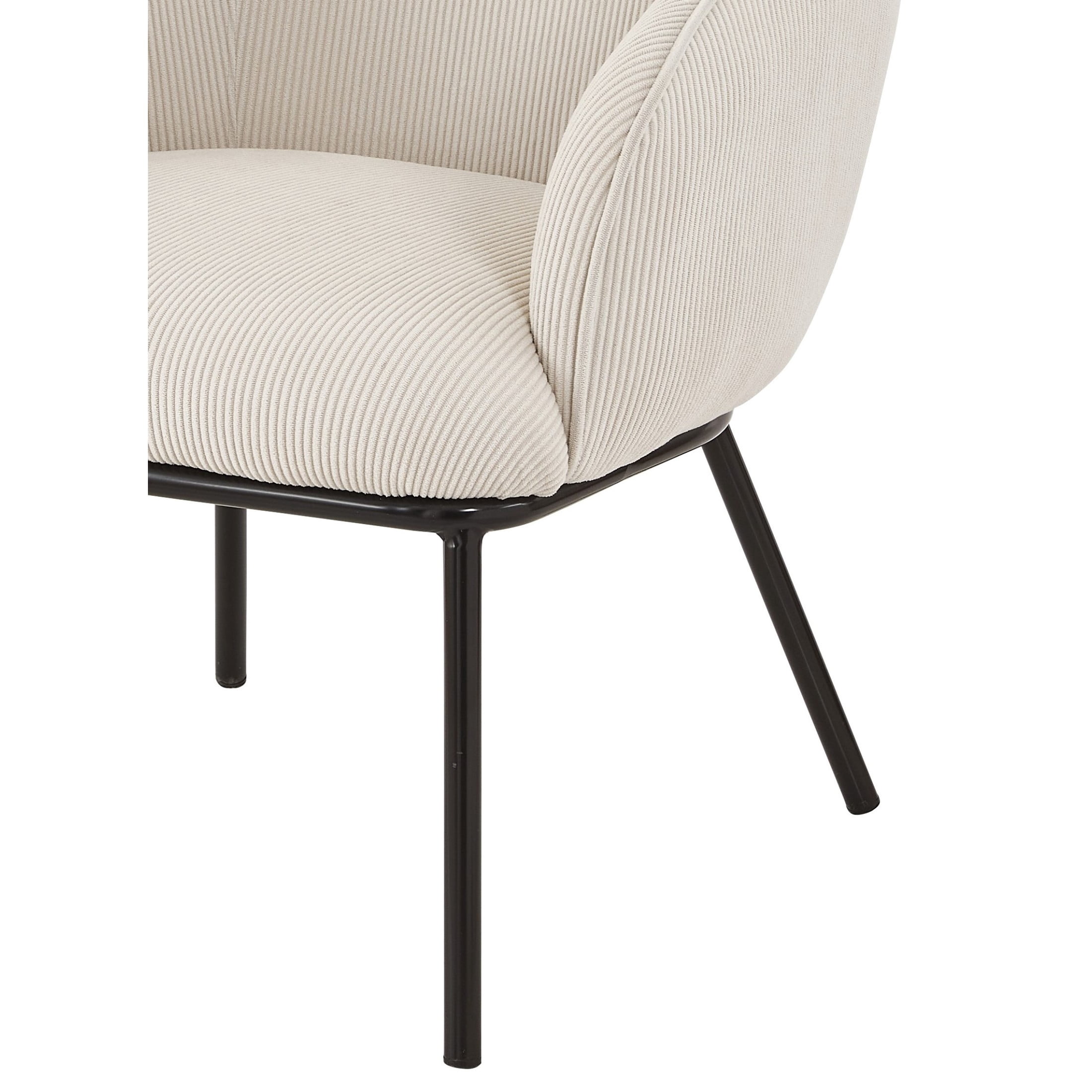 GDF Studio Mid-Century Modern Barrel Accent Chair with Corduroy Upholstery & Metal Legs, Beige