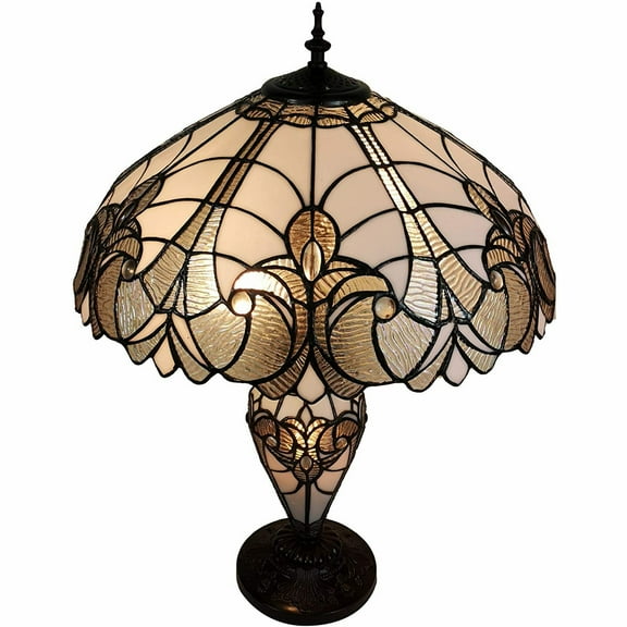23" Stained Glass Two Light Flowery Vintage Table Lamp