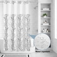 thumbnail image 4 of No Hook Shower Curtain,Black Gray Waterproof Fabric Shower Curtains for Bathroom,Pastoral Botanical Branch Aesthetics Bathroom Curtain with Mesh Top Window for Home Hotel Bathtub,Small Stall 36"x72", 4 of 9