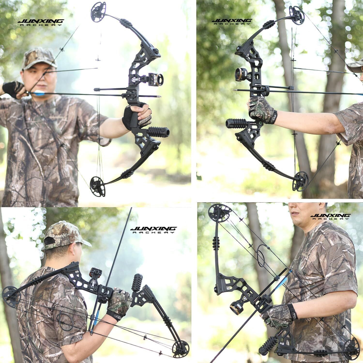 X8 Archery Compound Bow Bag Arrow Set 20-70lb Adjustable Bow Hunting 320FPS RH/LH（Black Bow Arrow Set LH）