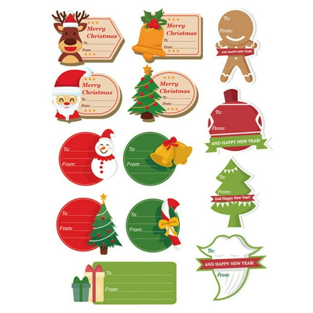 Christmas Self Adhesive Gift Tag Stickers Santa Snowmen Christmas Holiday Presents Labels Decals DIY Decorative Sticker