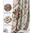 thumbnail image 3 of Vintage Pink Red Floral Blackout Curtains for Bedroom Living Room Darkening Curtains 63 Inches Long Farmhouse Flower Green Leaf Window Curtain 2 Panels Set Window Treatment Grommet Drapes 52"x63", 3 of 9