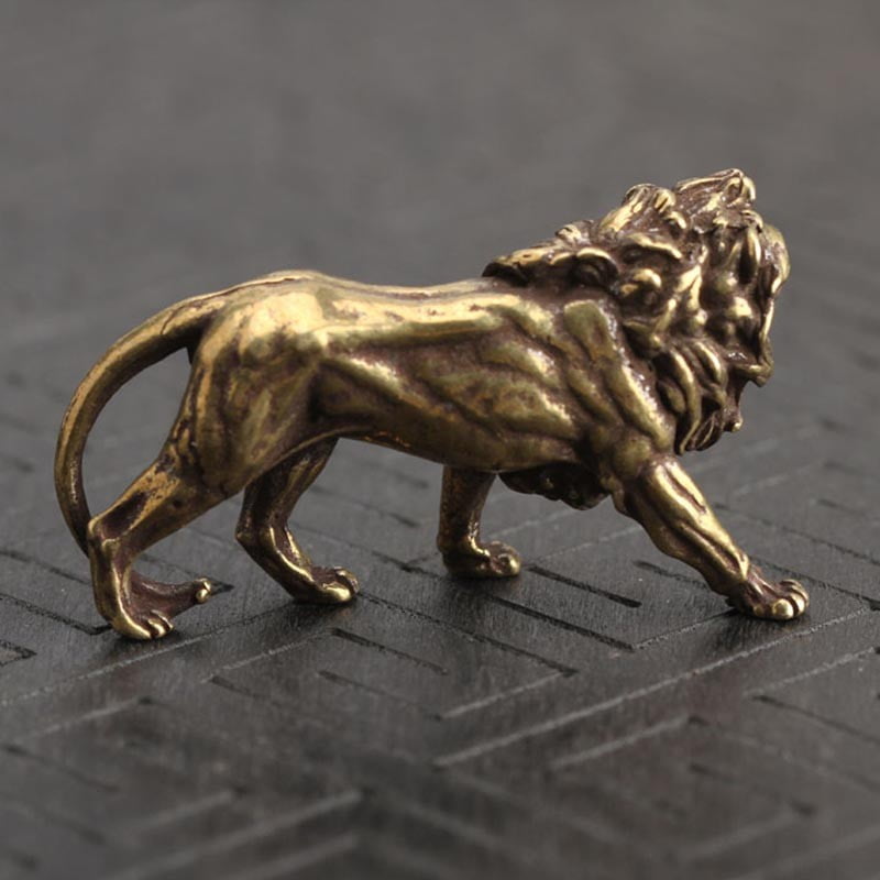 Details about / Fine Solid Copper Brass Casting Crown Lion Statue Artwork Car Decor Home Decor