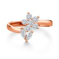 thumbnail image 2 of Gem Stone King 18K Rose Gold Plated Silver White Moissanite Flower Open Ring for Women | 0.53 Cttw | Gemstone Birthstone | Wedding Engagement Anniversary Promise Ring for Women | Size 8, 2 of 3