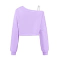 thumbnail image 4 of CONZONE Summer Tops For Girls Long Sleeve Off Shoulder Solid Color Crop Tops For Girls Fashion Children Tees Size 15-16 Years Purple, 4 of 4