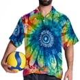 thumbnail image 4 of tie dye101 Men's Casual Printed Button Down Short Sleeve Poplin Hawaiian Beach Shirt with Spread Collar Tops, 4 of 6
