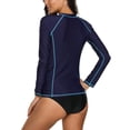 thumbnail image 5 of Charmo Women's Zip Front Long Sleeve Rash Guard Top Sun Protection Swim Shirt, 5 of 5
