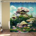 thumbnail image 2 of Fairyland Mushroom Shower Curtain Cartoon Kids Natural Cabin Aesthetic for Bathroom Decor Polyester Fabric Waterproof Sets with 12 Hooks 72x72 Inch, 2 of 6