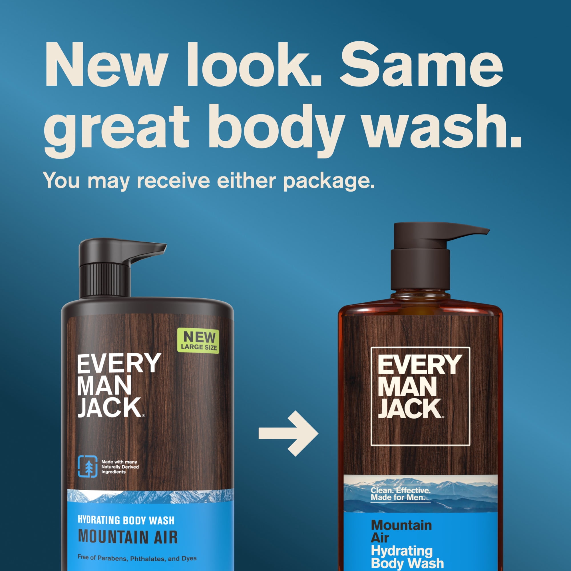 Every Man Jack Mountain Air Hydrating Body Wash for Men, Naturally Derived, Alpine Air & Crisp Pear Scent, 28.8 fl oz, 1 Count