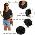 thumbnail image 3 of DODOING Women's T-Shirts V Neck Tee Shirts Women's Tops & T-shirts Basic Tee Loose Fitting Casual Short Sleeve Tops, 3 of 8