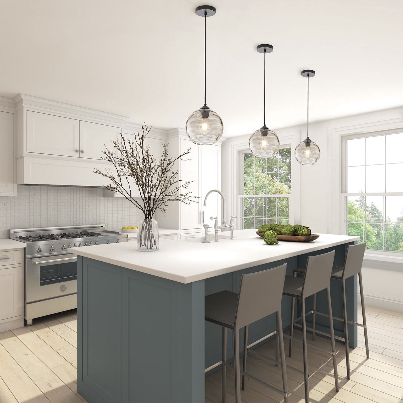Aiwen Clear Glass Crystal Pendant Light Modern Home Light Fixture For Hallway Kitchen Island Living Room