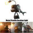 thumbnail image 2 of Angler Fish Lamp USB Rechargeable Desktop Metal Light Handmade Craft Home Livingroom Decoration, 2 of 6