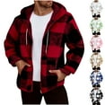 thumbnail image 2 of Men's Fuzzy Sherpa Checkered Hoodies Heavyweight Fleece Jacket Zip Up Athletic Sweatshirt Winter Sports Coat, 2 of 8