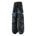thumbnail image 7 of Men's Camo Cargo Jogger Pants Elastic Waist Drawstring Casual Loose Trousers with Multi Pockets Gray L, 7 of 7