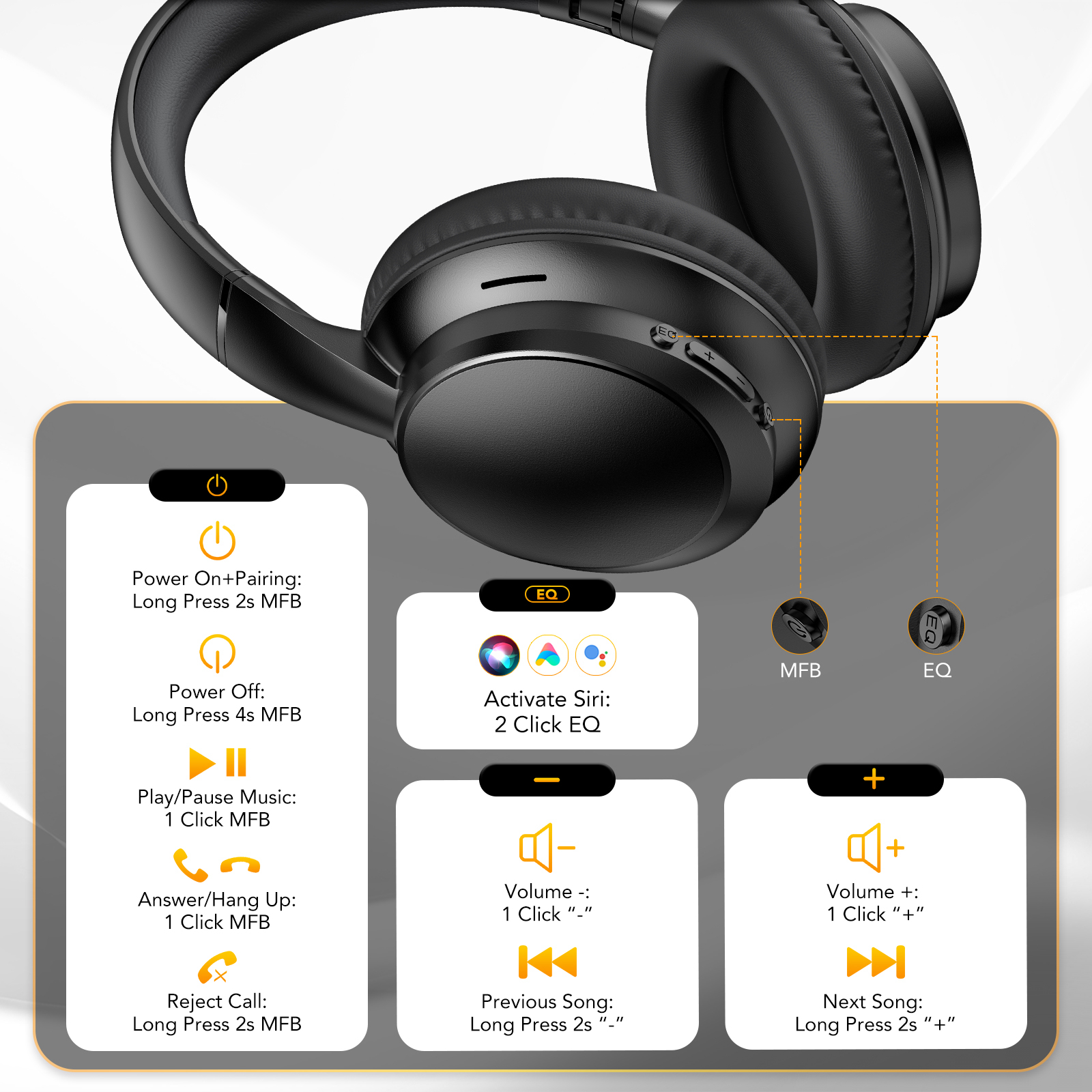 IKT Wireless Bluetooth Headphones 5.4, 40-Hour Battery photo 3