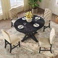 thumbnail image 2 of Functional Furniture Retro Style Dining Table Set with Extendable Table and 4 Upholstered Chairs for Dining Room and Living Room(Espresso), 2 of 9