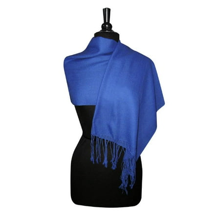 Biagio 100% Wool Pashmina Solid Scarf ROYAL BLUE Color Women's...