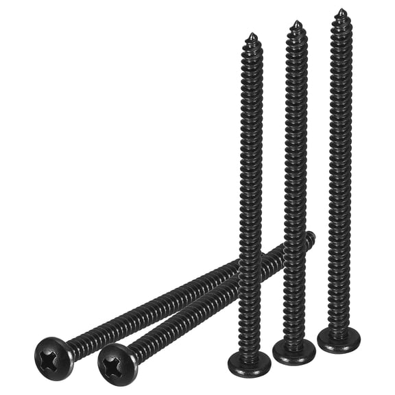 Uxcell #10x3-1/4" Black Screws - 25Pack - 304 Stainless Steel Pan Head Phillips Screw