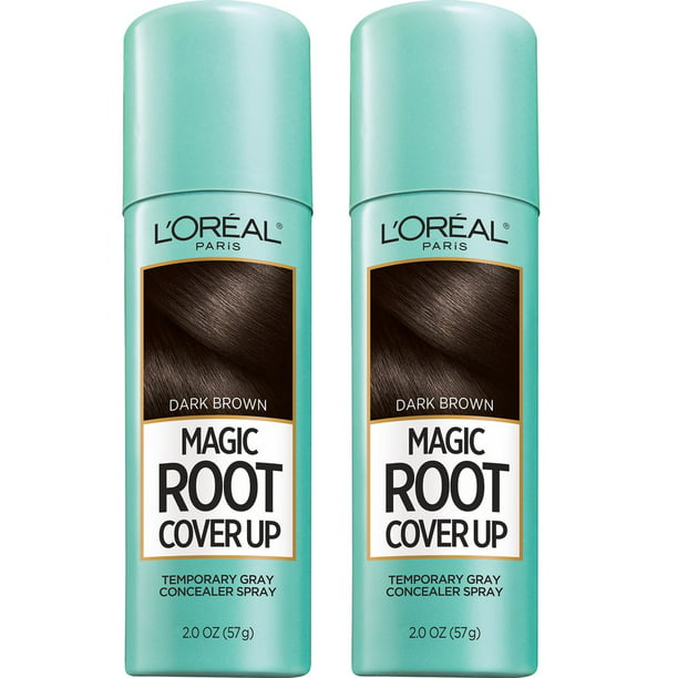 L'Oreal Paris Magic Root Cover Up Gray Concealer Spray, Dark Brown, 2 oz, 2  Pack 