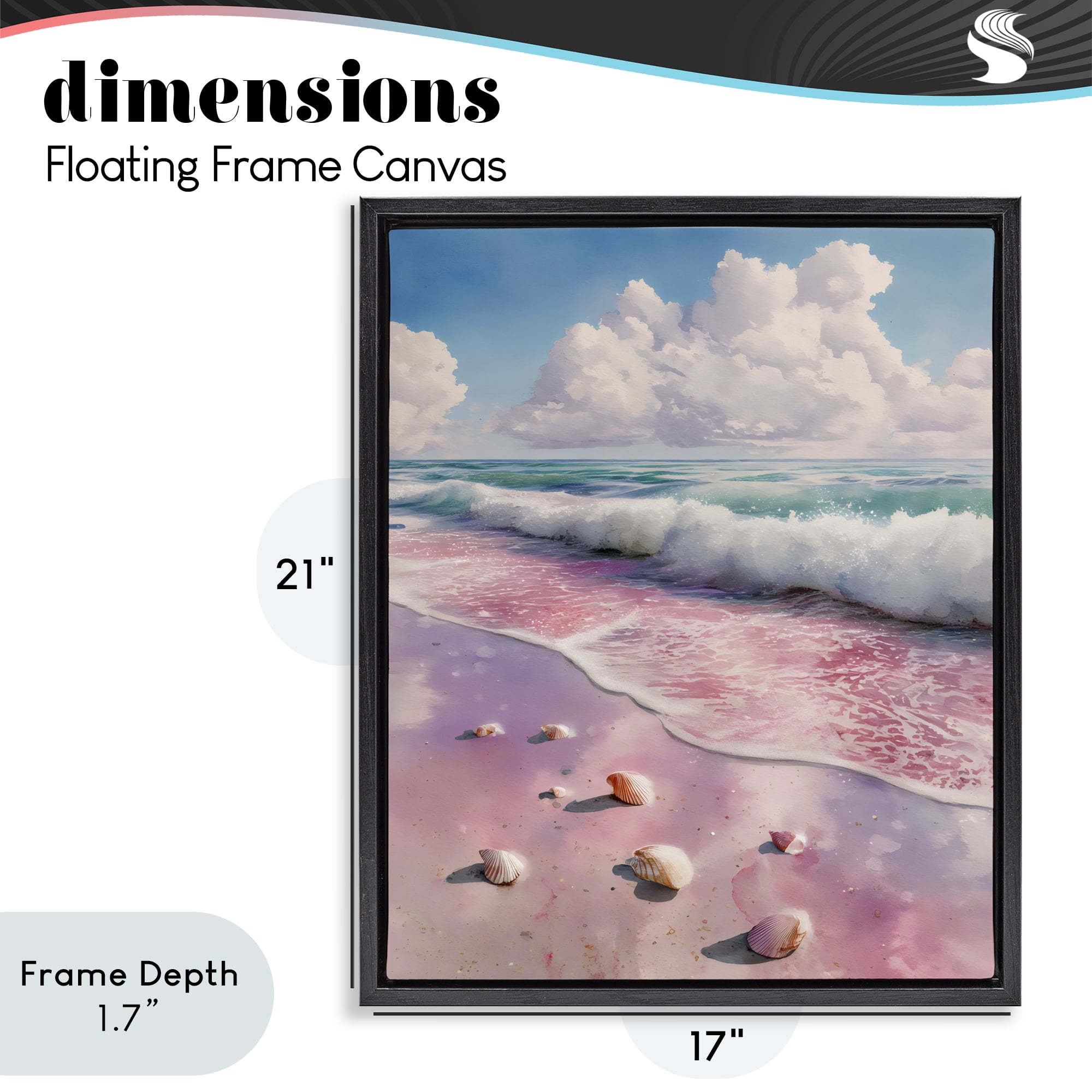 Stupell Industries Pink Sands with Scattered Shells Black Framed Floater Canvas Wall Art, design by Franklyn Gregory