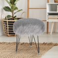 thumbnail image 6 of Homebeez  Faux Fur Ottoman Footrest Vanity Stool Gray, 6 of 7